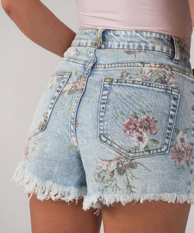 FLOWER SHORTS DENIM