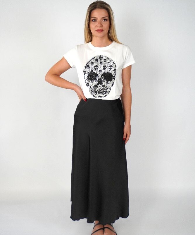 SATIN BLACK SKIRT