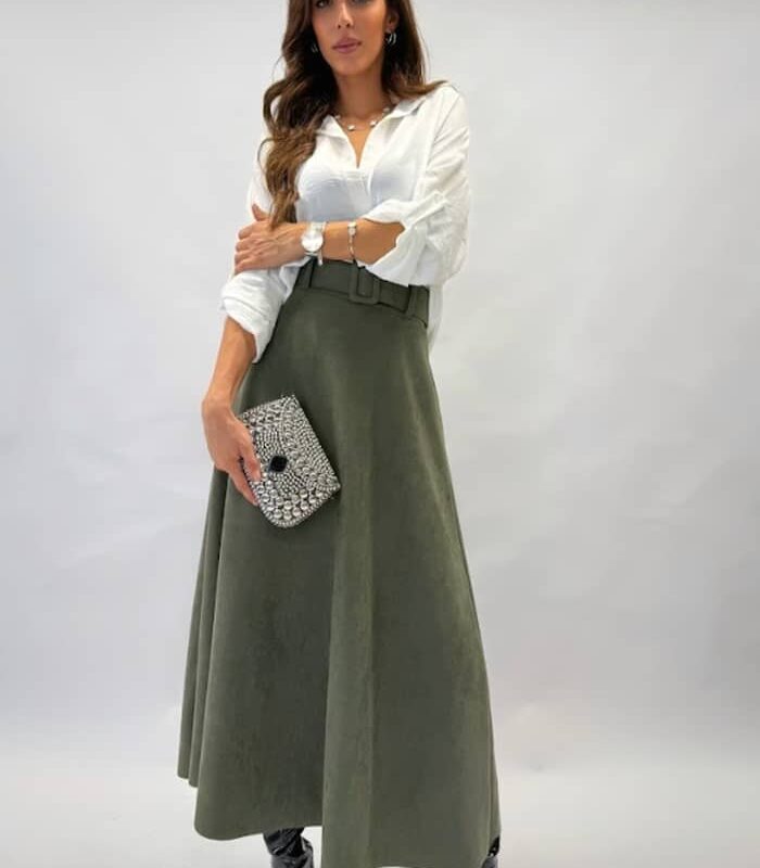 Suede Khaki Skirt
